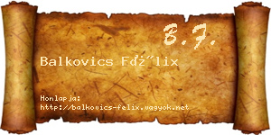 Balkovics Félix névjegykártya